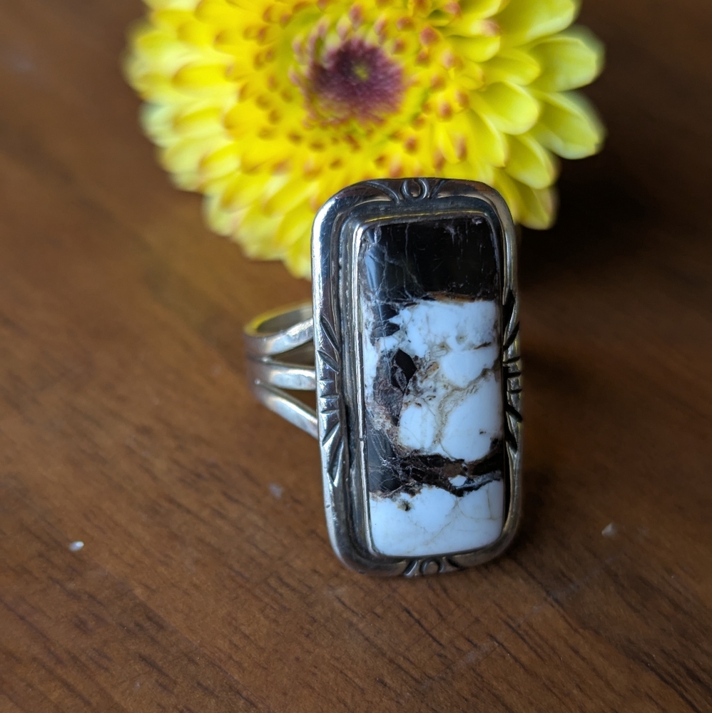 White Buffalo Turquoise Ring